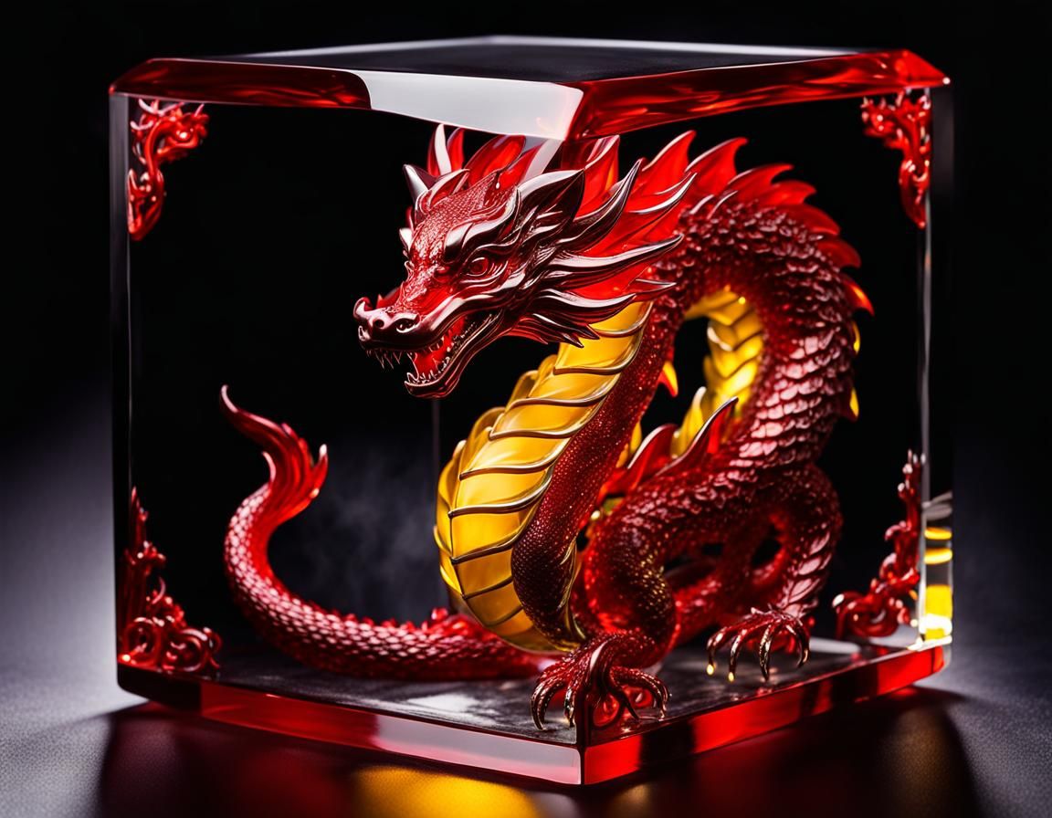 Glass Little Red Riding Hood Meets Dragon