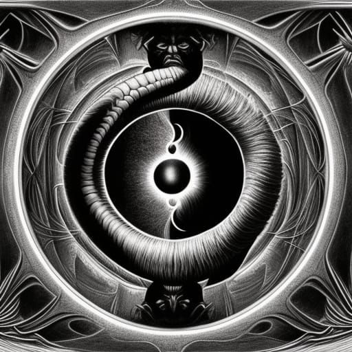 Alien vs Demon Yin Yang Illustration