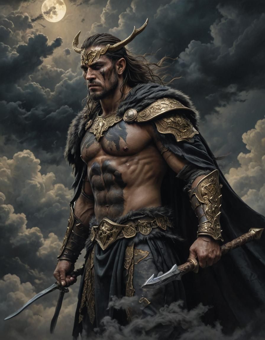 hyper realistic oil painting by Luis Royo Barbarian Warrior.