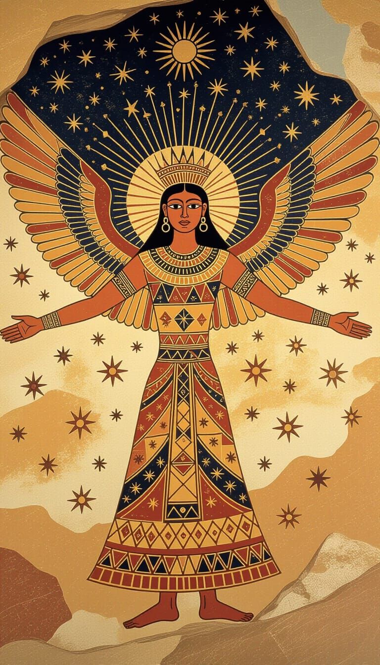 Ancient Cave Art of Celestial Winged Being