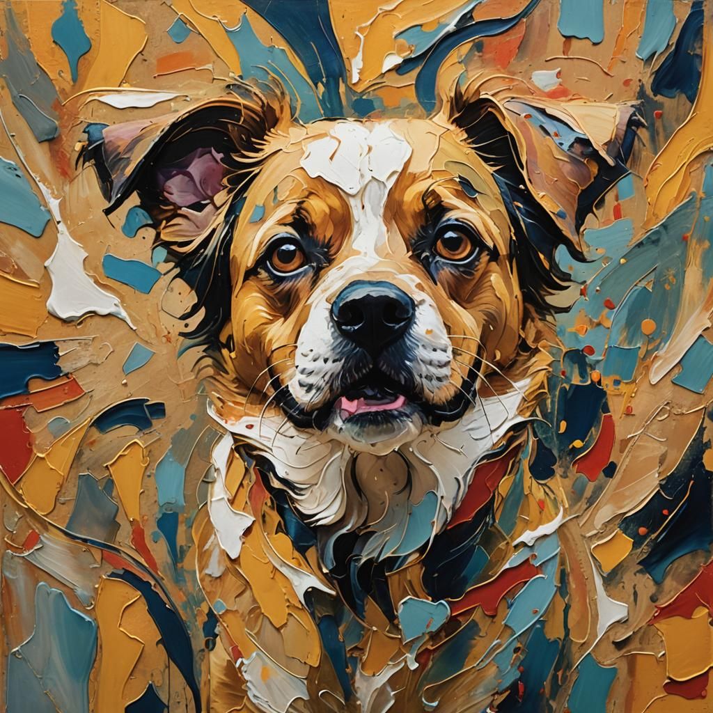 Abstract Expressionism Dog Portrait in Vibrant Colors