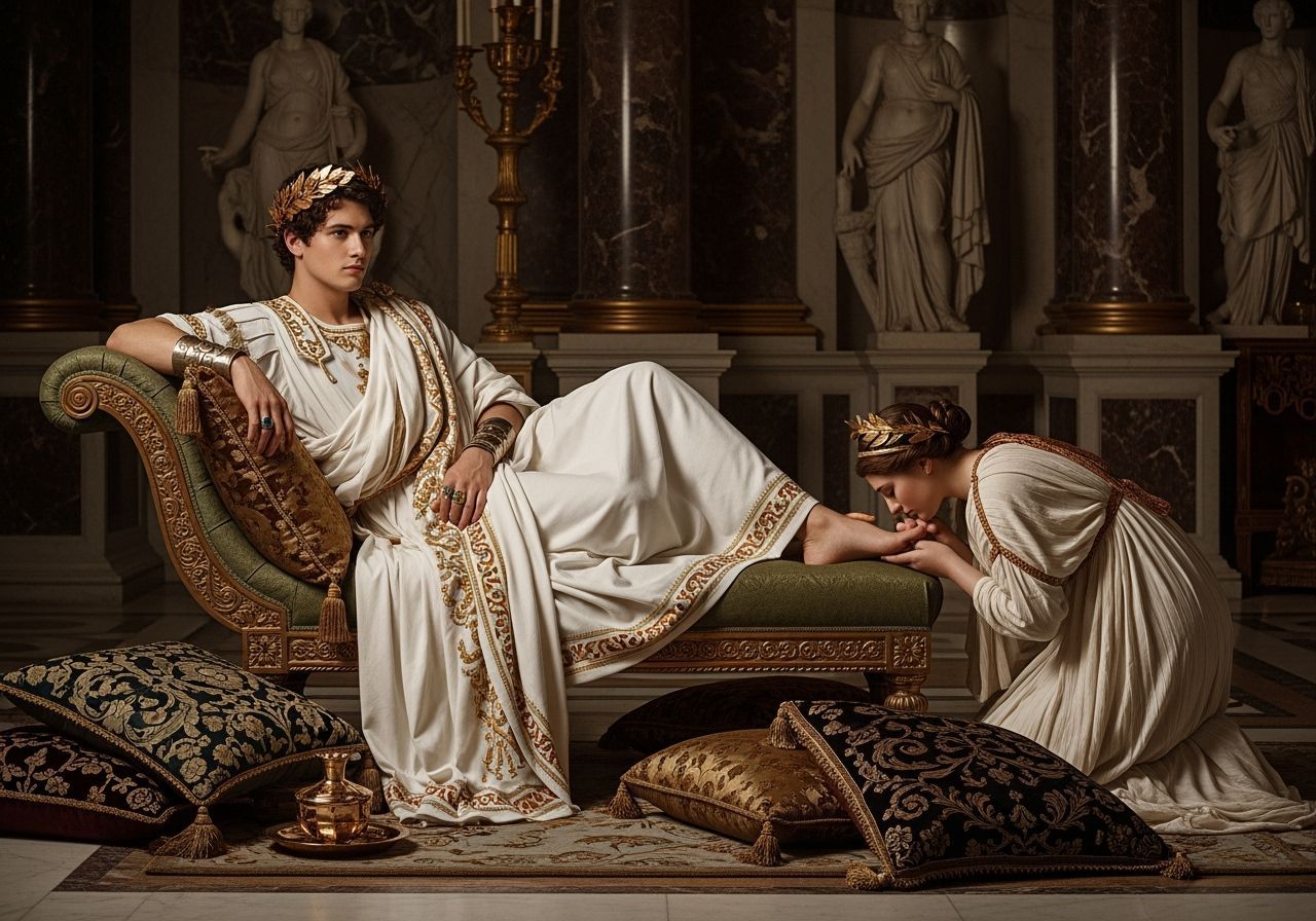 Roman Emperor Lounging in Palace, Photorealistic Style