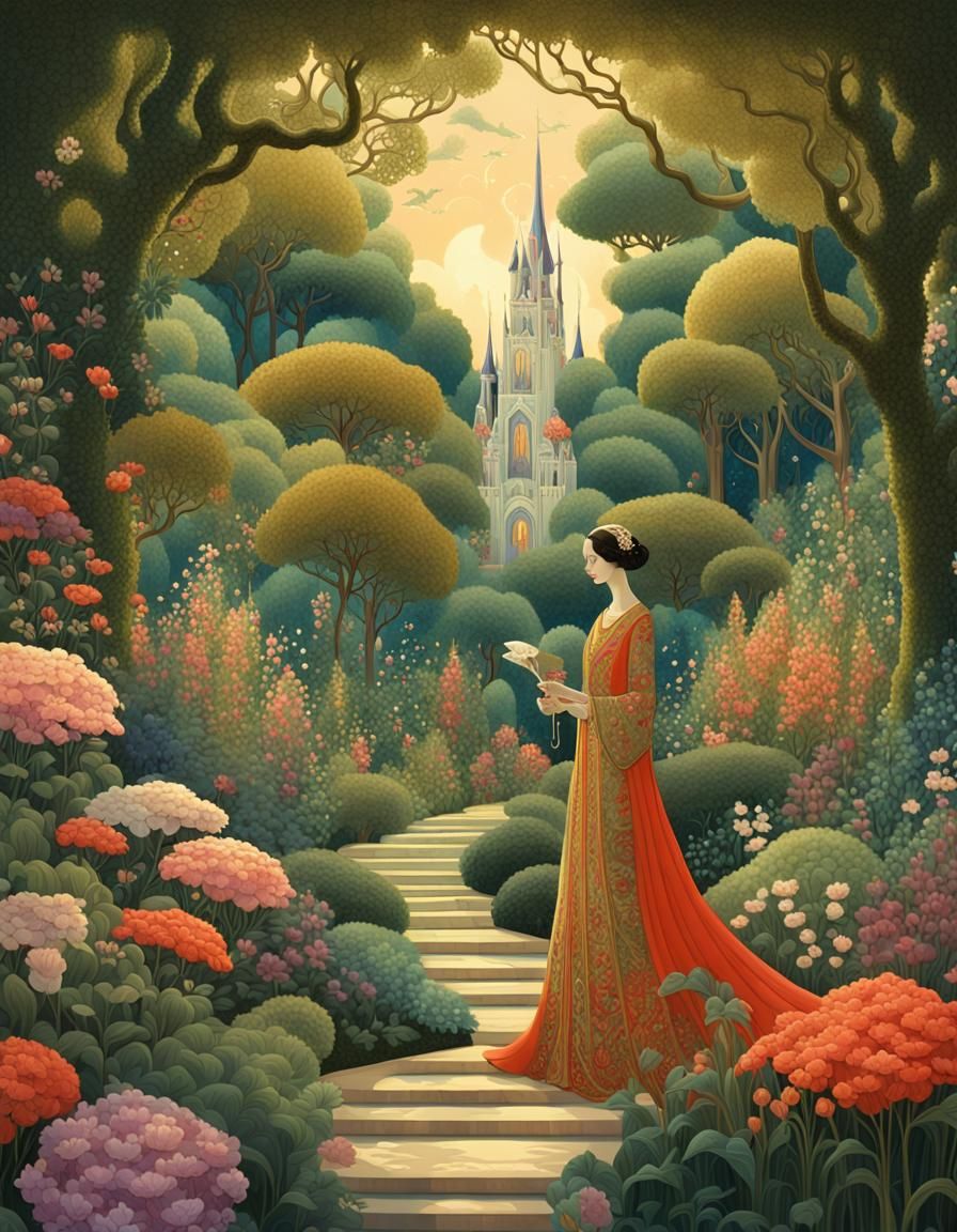 Lush Garden Scene in Virginia Frances Sterrett Style