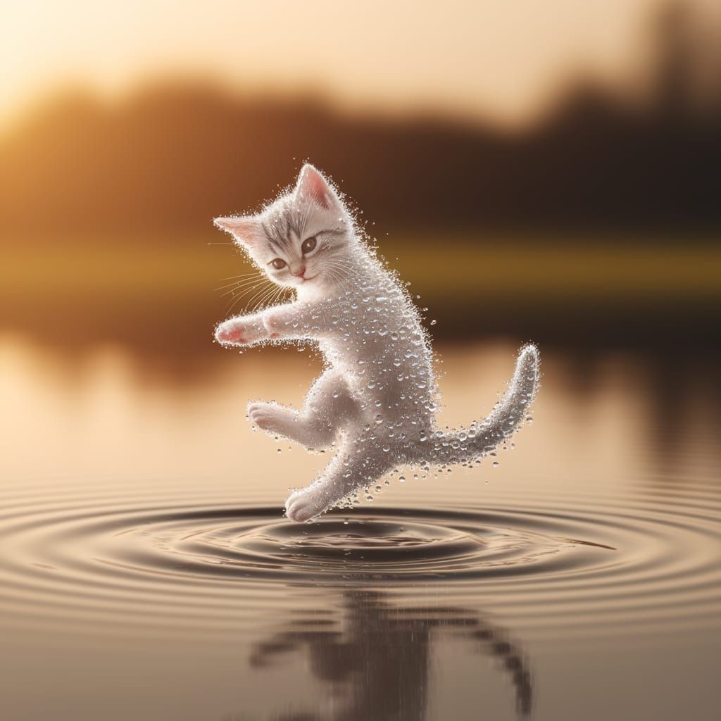 A kitten made of water