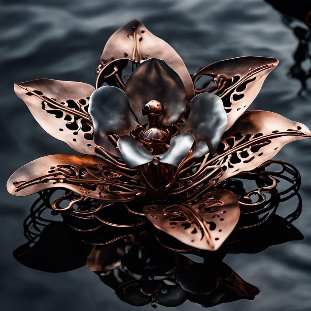 Metal Orchids Float on Steampunk Lake