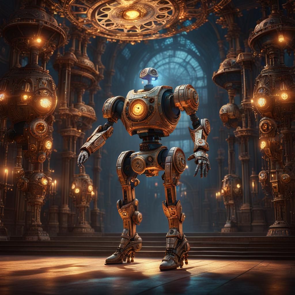 Robotic Ballet Dancers in Detailed Matte Painting
