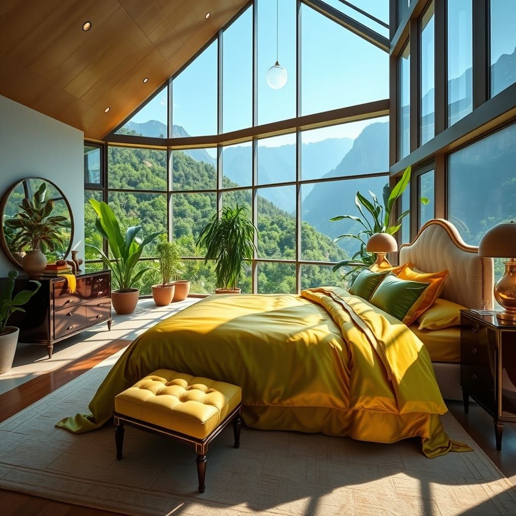 Luxurious Mountain Bedroom with Silk Sheets