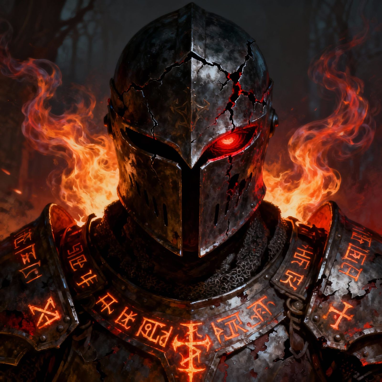 Dark Knight with Burning Eye and Rune Armor