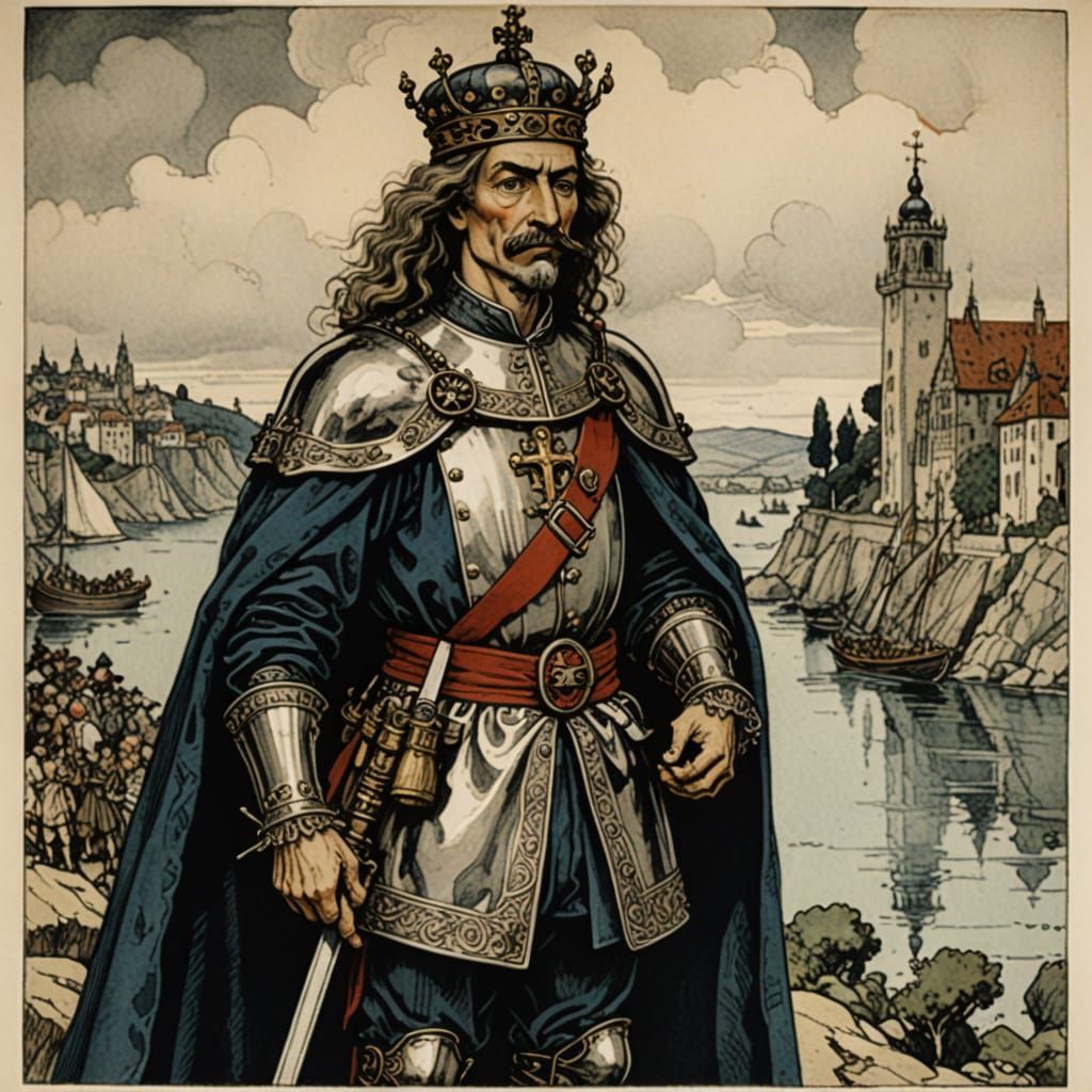 Portuguese King in Arthur Rackham Style