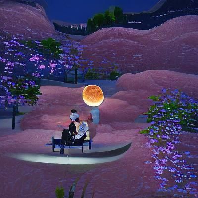 Romantic Date Under a Large Moon