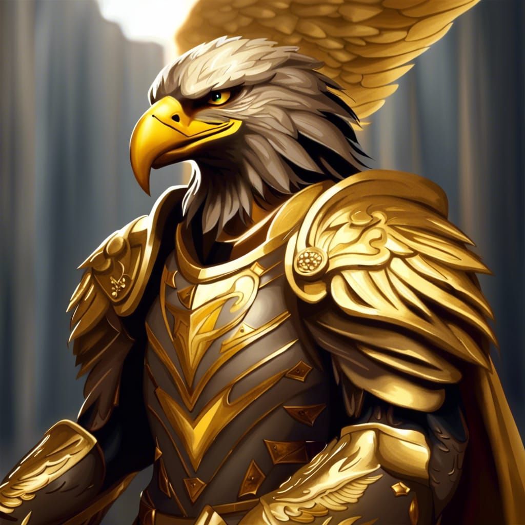 Majestic Eagle Knight in Golden Armor