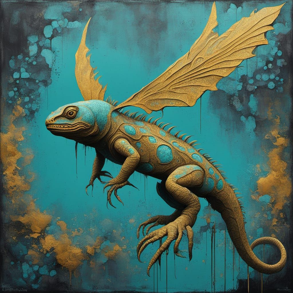 Surreal Cyberpunk Painting of Harvest Gold Cement