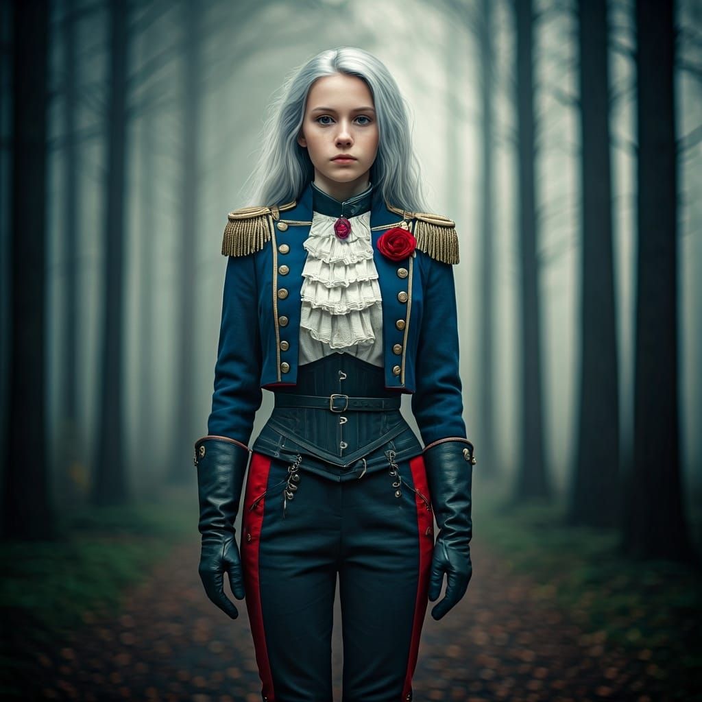 Elegant Teenage Fencer in Romantic Gothic Style