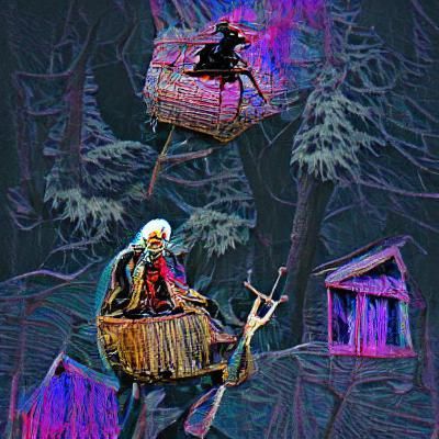 Baba Yaga's Hut: A Dark Fairy Tale Scene