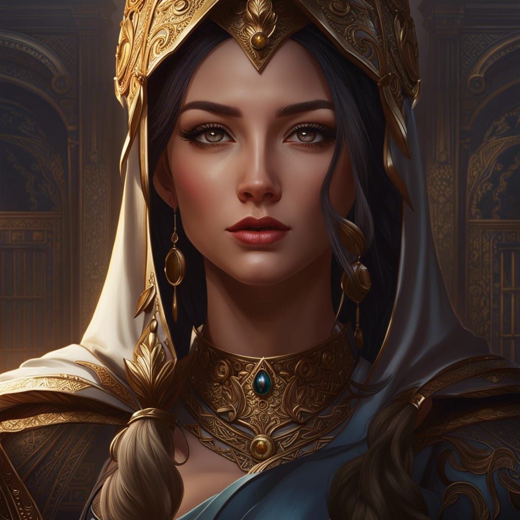 Elegant Female Portrait in Digital Painting Style