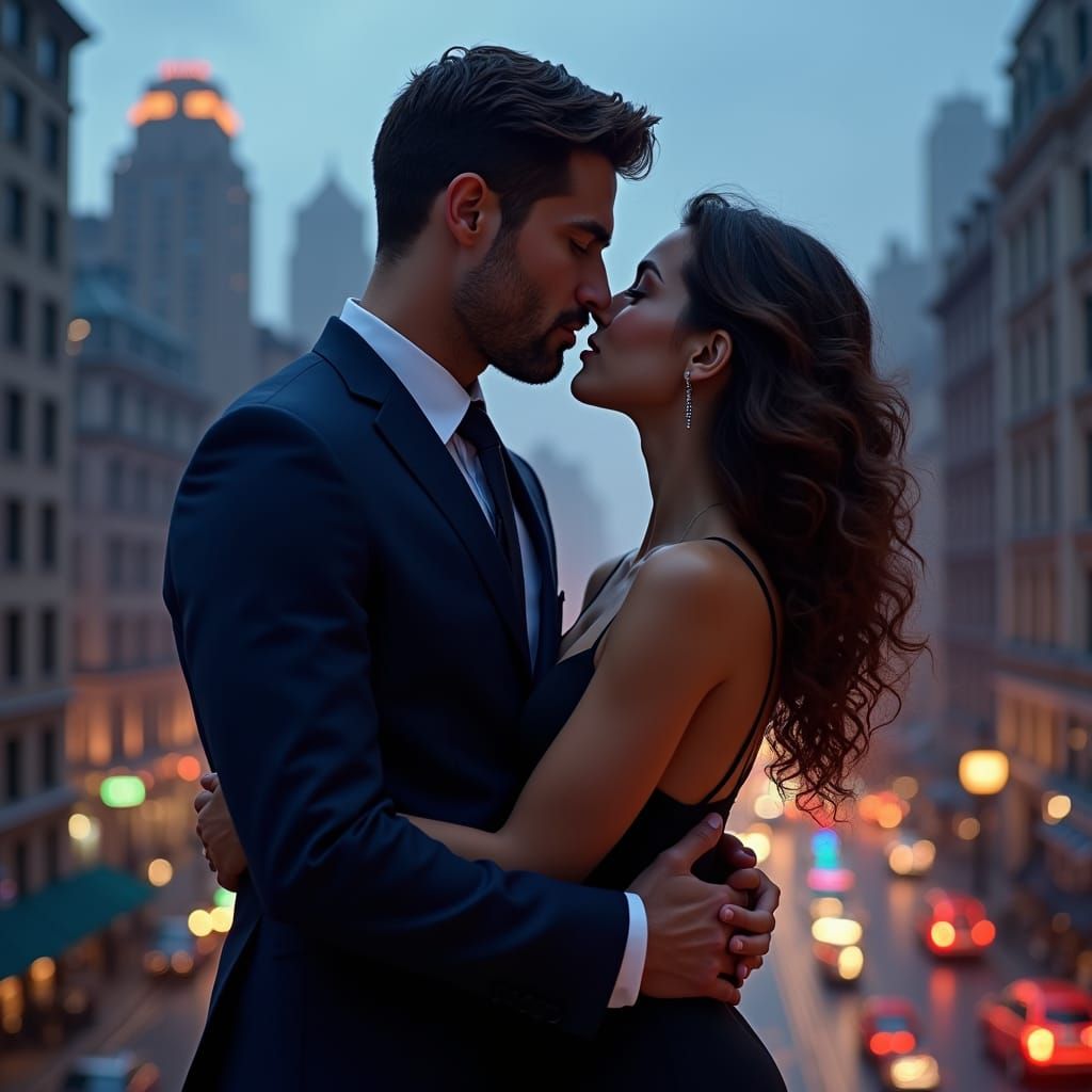 Passionate Embrace in New York, Fantasy Concept Art