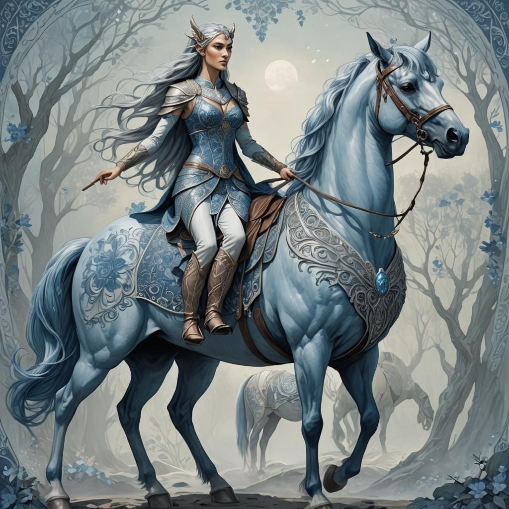 Majestic Female Centaur in Elven Style Clothing