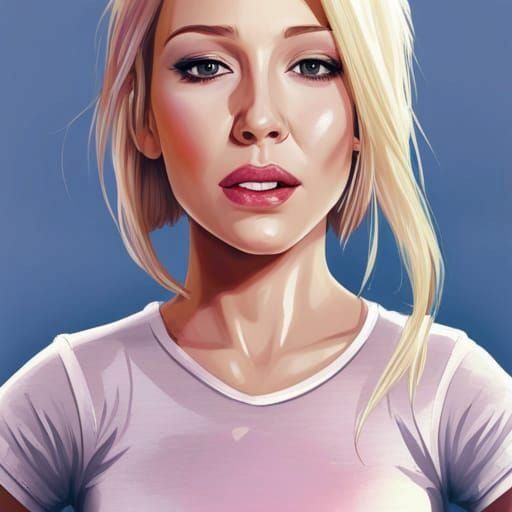 Hyperrealistic Blonde in Pastel Splash Art Style