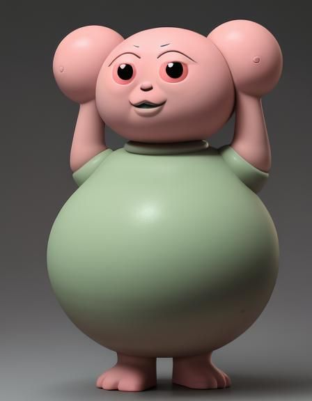 Dancing Pink Clay Girl with Six Eyes