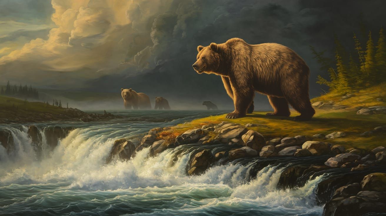 Majestic Baroque Bear Dominates Turbulent Salmon River Lands...