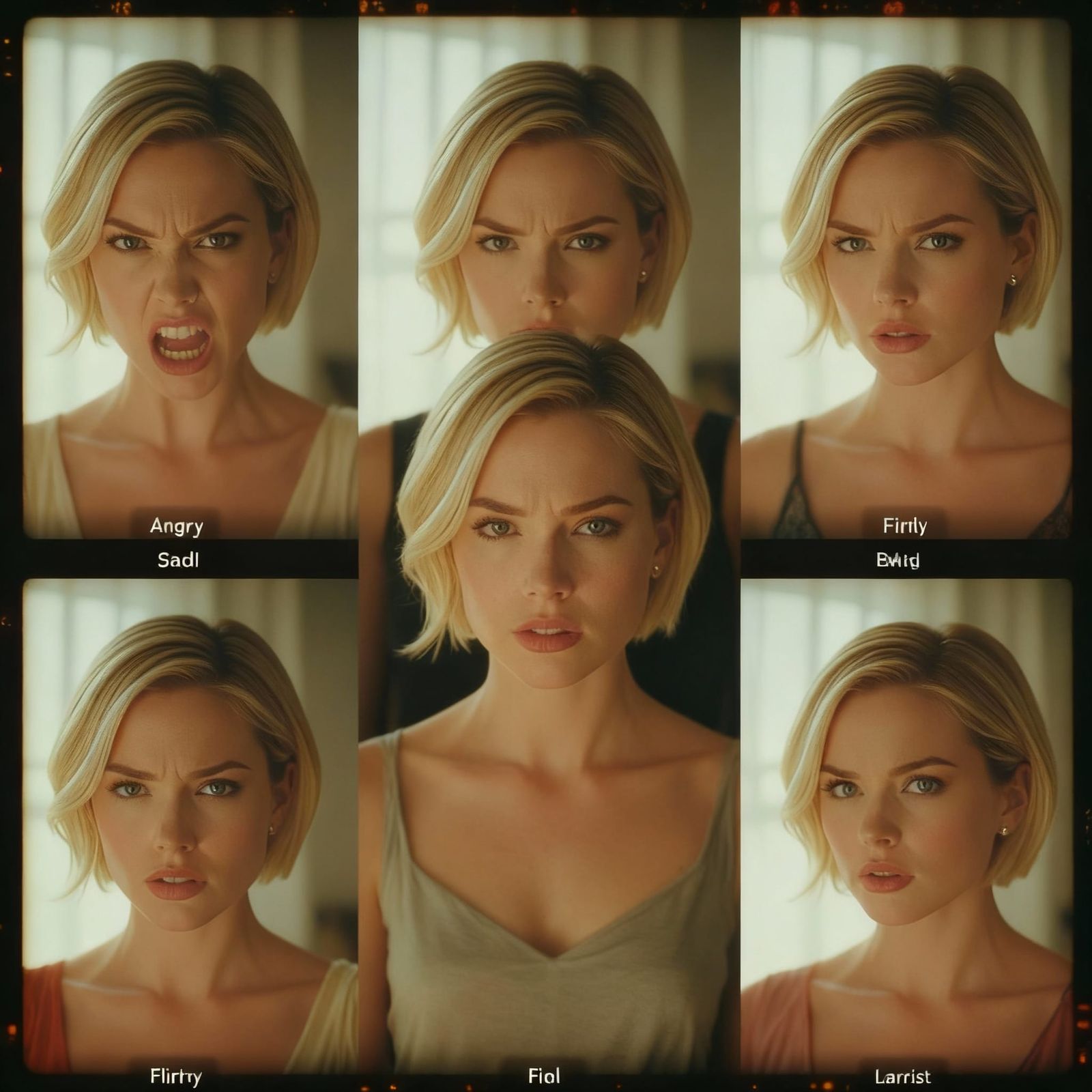 Woman With Clones Expressing Diverse Emotions