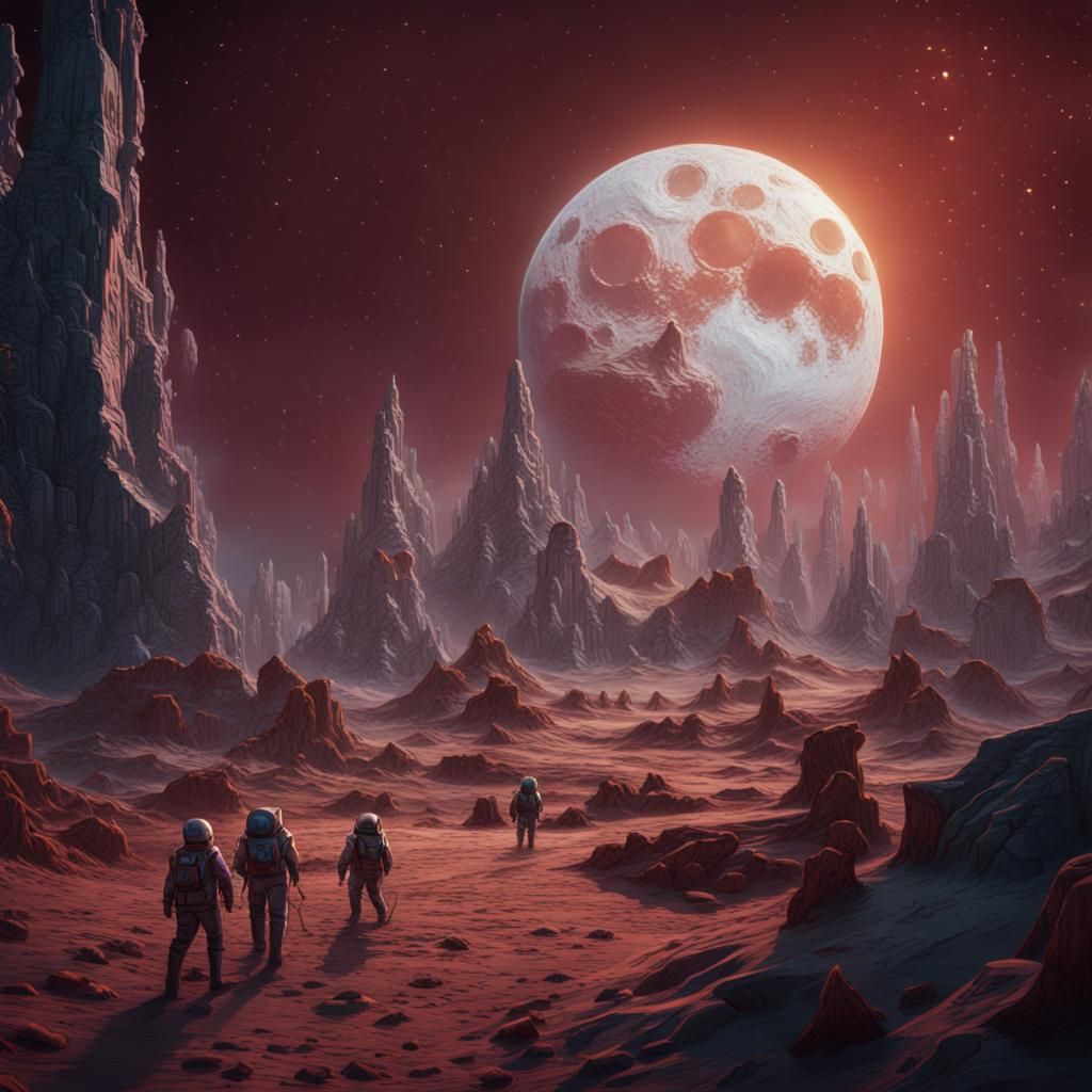 New Year Celebrations on the Moon: Detailed Matte Painting