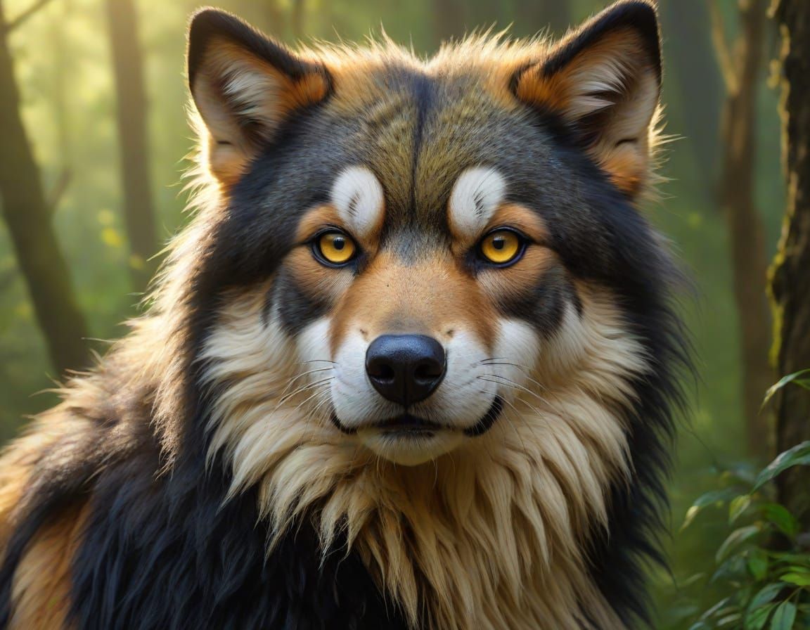 Maned Wolf Portrait in Vibrant Oil Painting Style