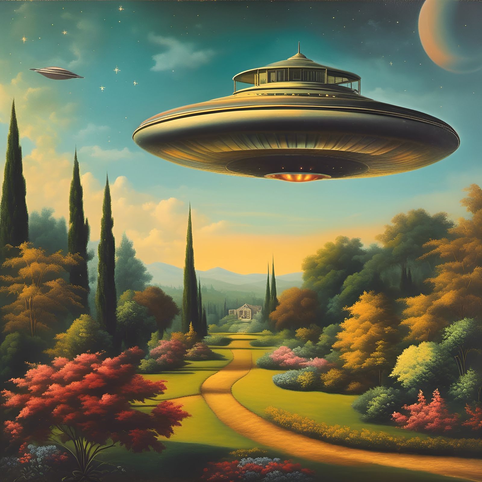 Renaissance Painting of a 1950s Flying Saucer