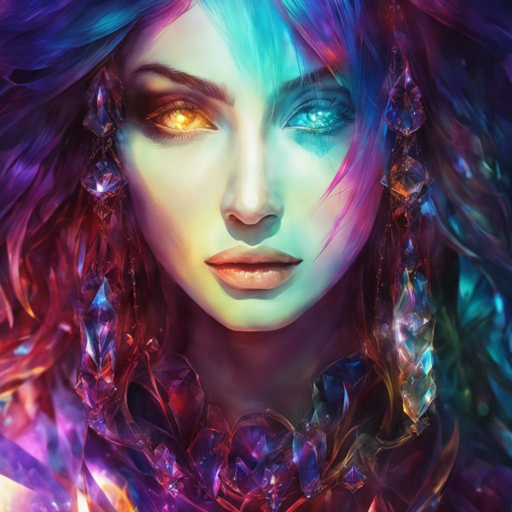 Crystalline Concept Art with Glowing Outlines