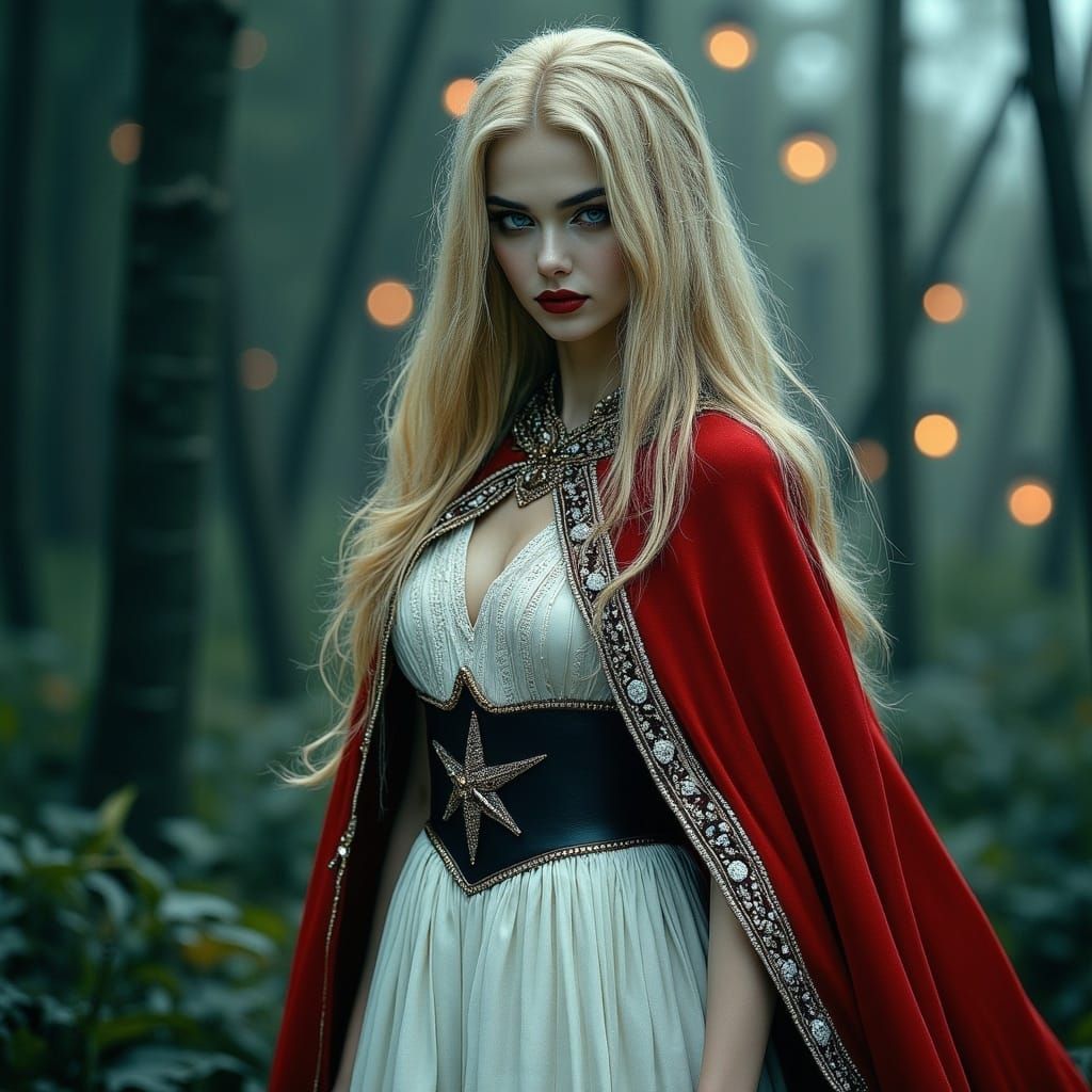 Royal Portrait in Mystical Forest, Nighttime