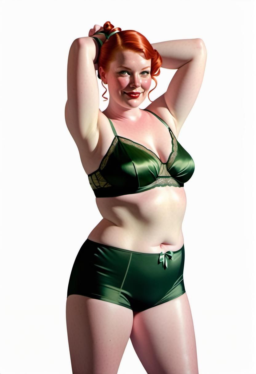 Redhead Pin-Up with Sunburned Skin, Chiaroscuro Lighting