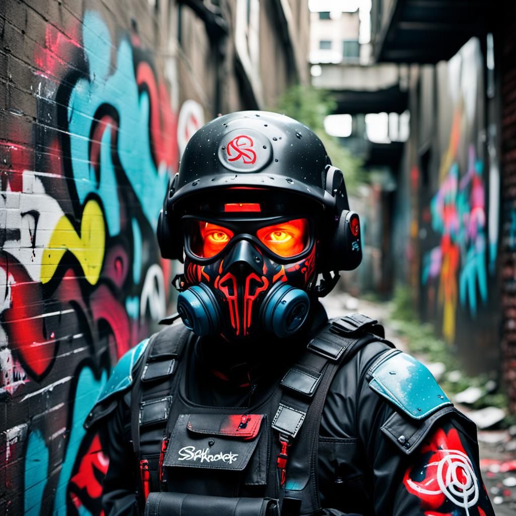 Vibrant Graffiti Art Portrait in Urban Street Style