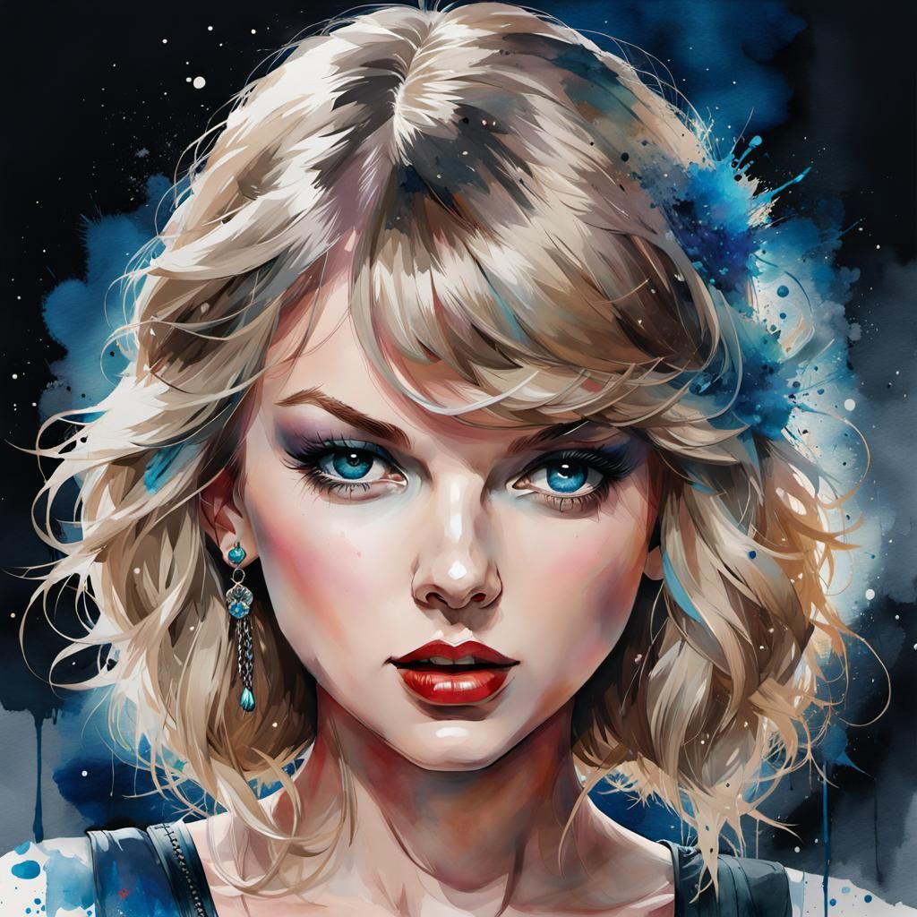 Watercolor Manga Portrait of a Blue-Eyed Princess