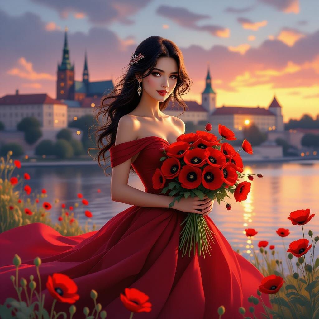 A captivating anime-style illustration features a young, dar...