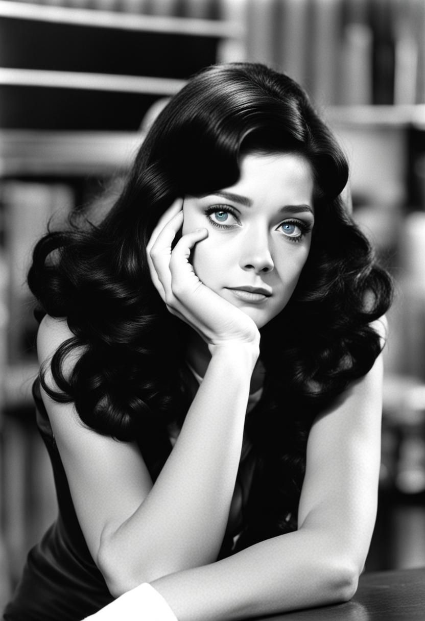 Portrait of Woman with 1970s Hairstyle