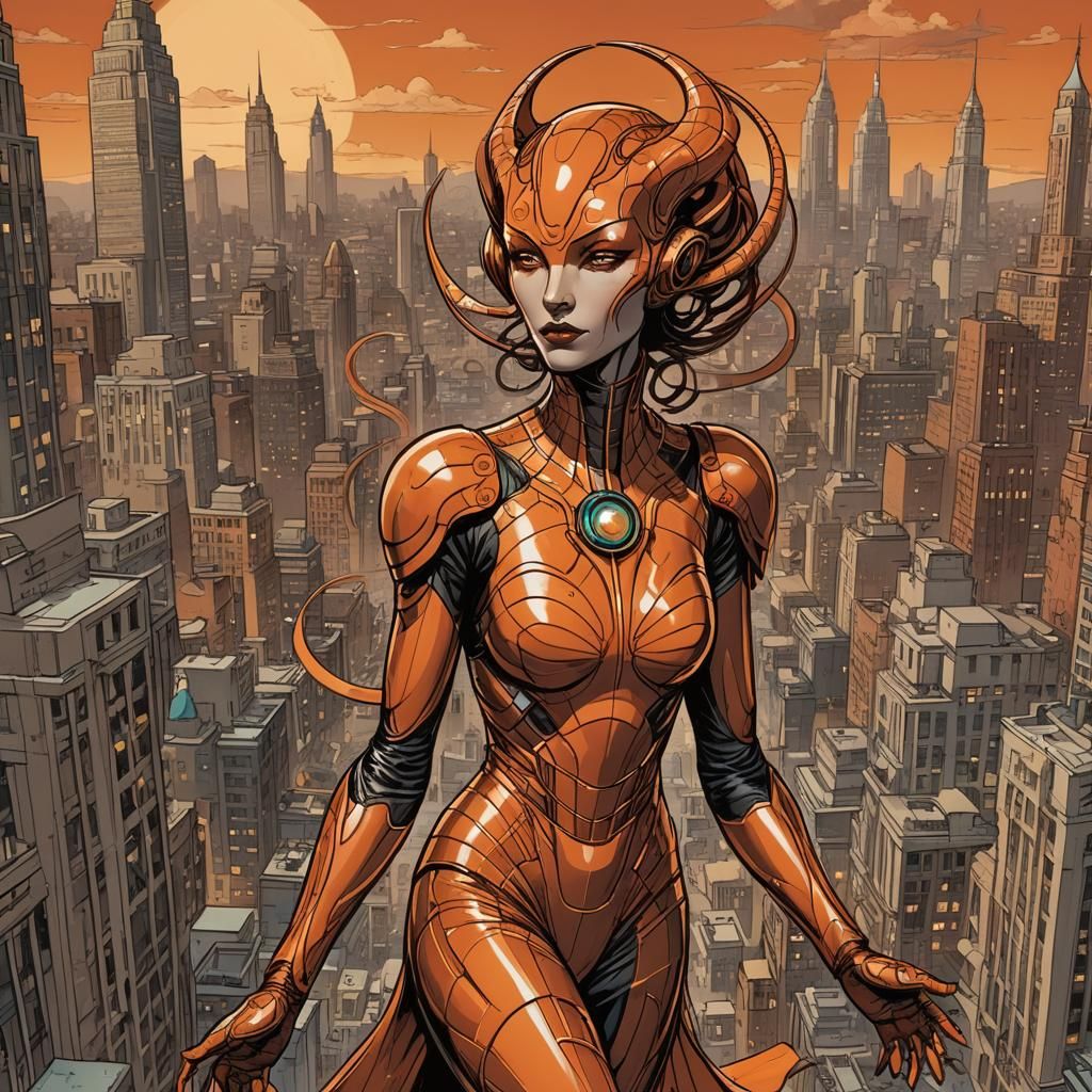 Art Deco City: Cybernetic Hero in a Sci-Fi World