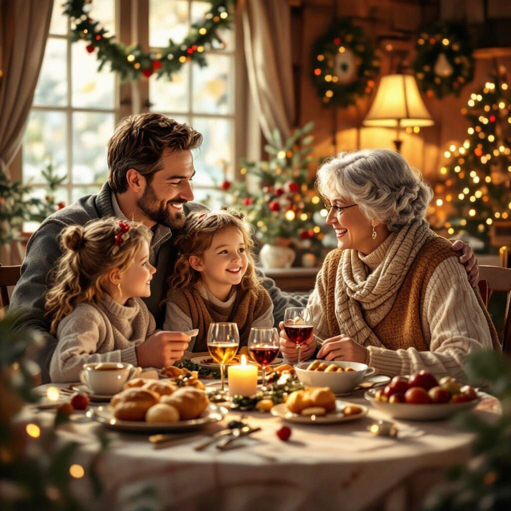 Happy Family Celebration in Festive Gathering