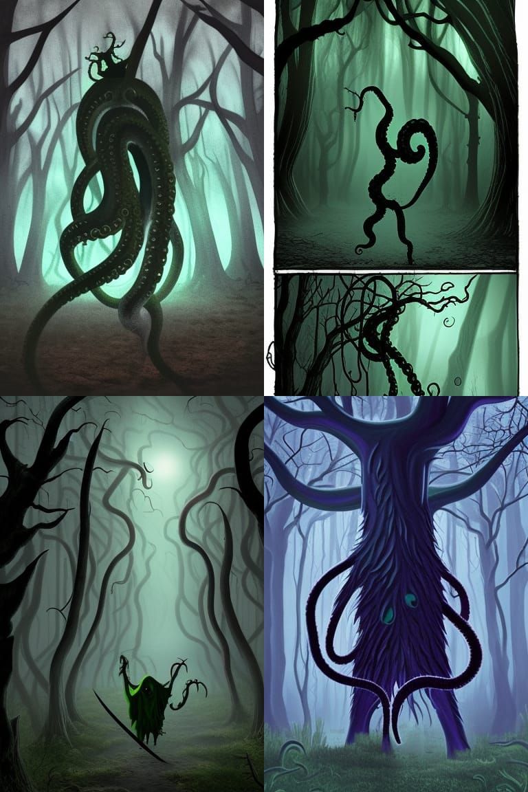 Eldritch Zombie Batman in Ethereal Forest