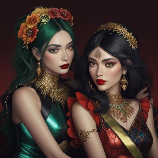 Candy Art: Women with Peacock Feathers and Gold Skin