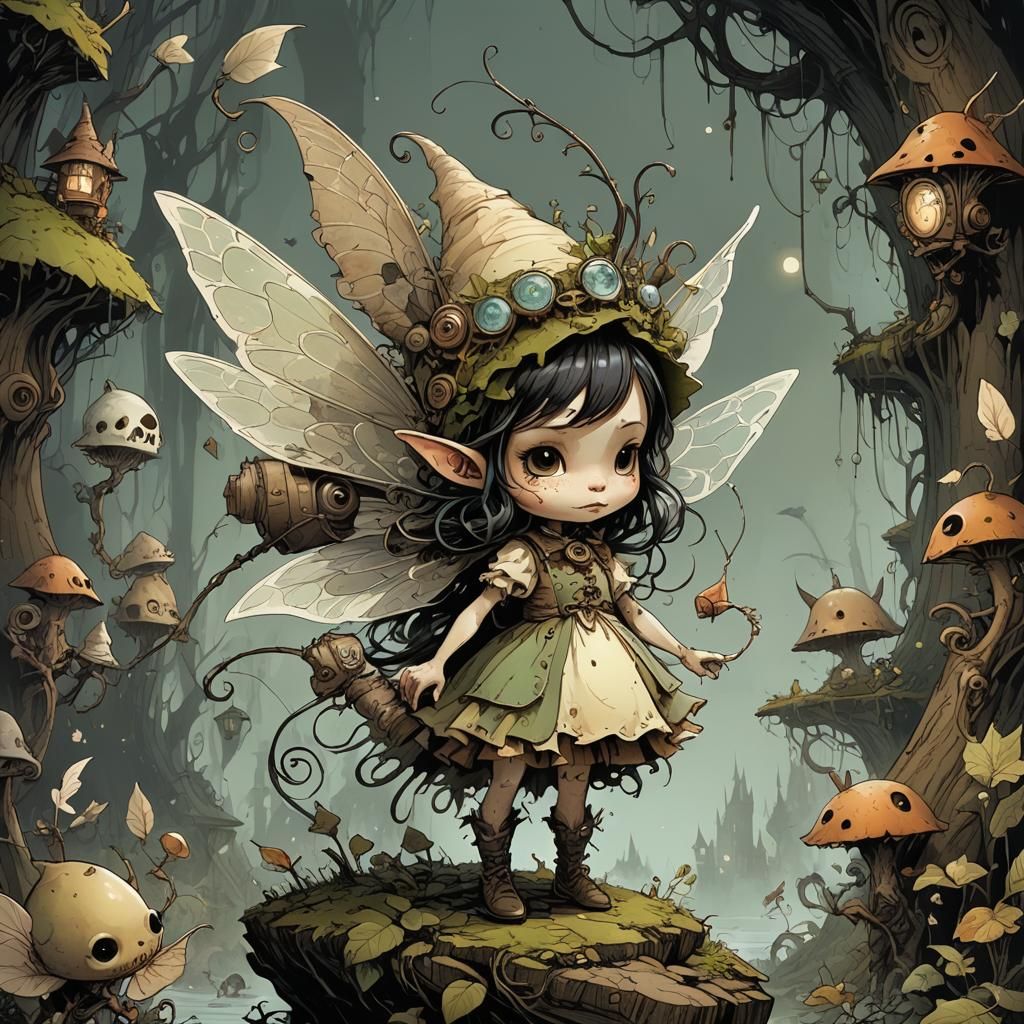Cute and Scary Surreal Fairy Illustration