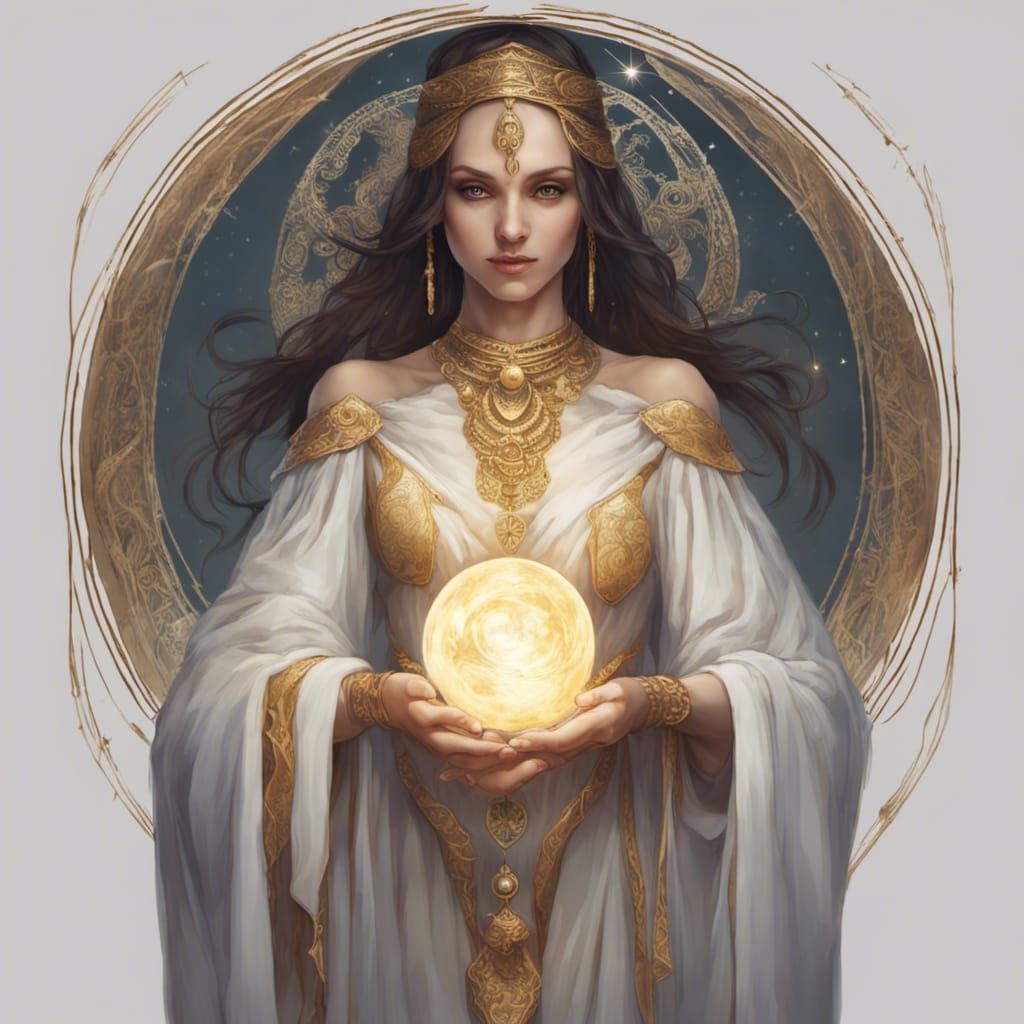 Fantasy Priestess with Orb in Digital Art