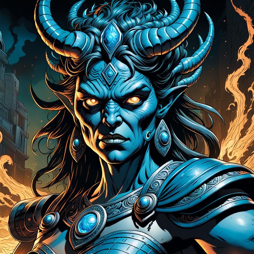 Grotesque Athene as Horror Comic Book Art