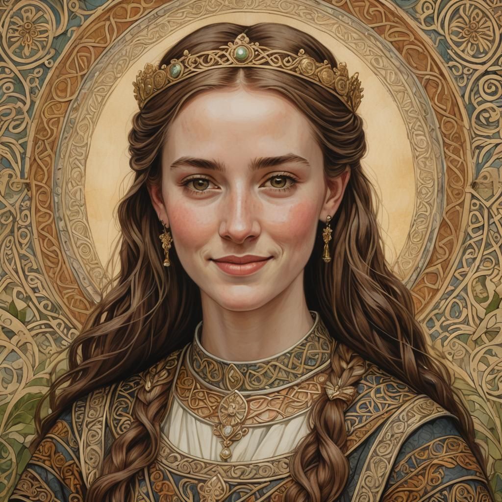 Queen Fín Ingen Colmán Portrait in Insular Art