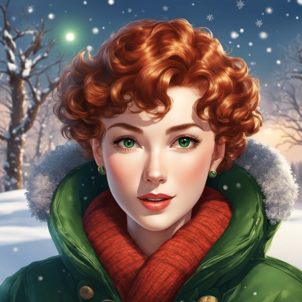 Anime Portrait: 1950s Woman with Red Hair