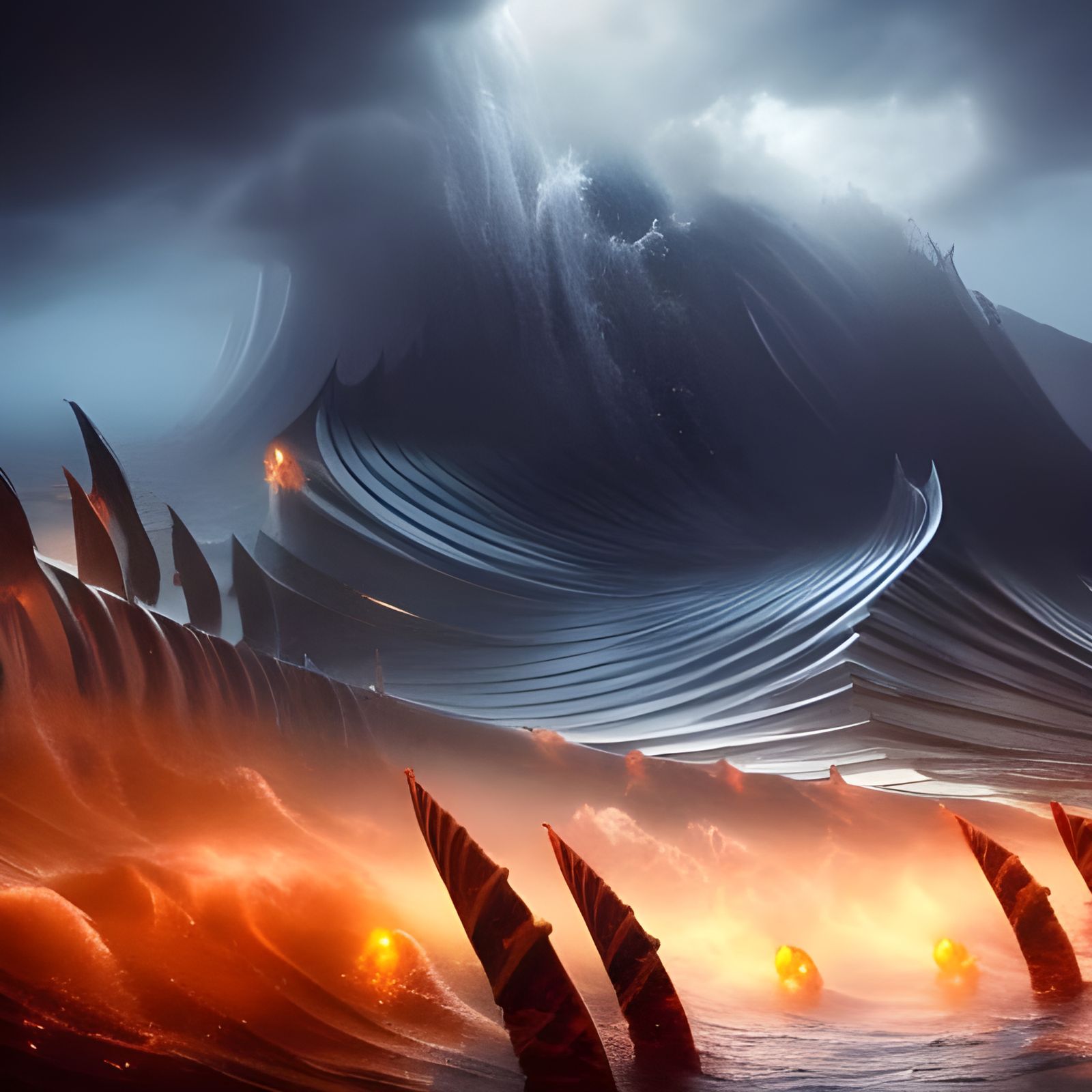 Epic Trident Emerges from Ocean Waves