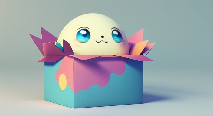 Cute Toy in Box Whimsical 3D Render