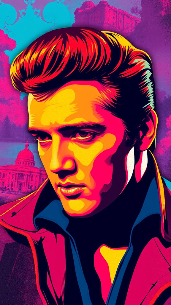 Elvis Presley Pop Art Portrait in Warhol Style