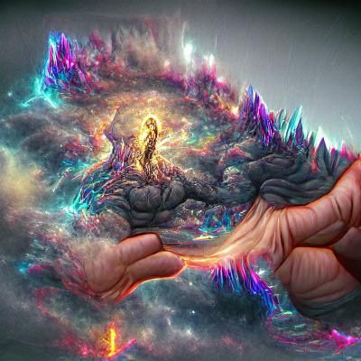 Holographic Astral Illustration of God's Hand