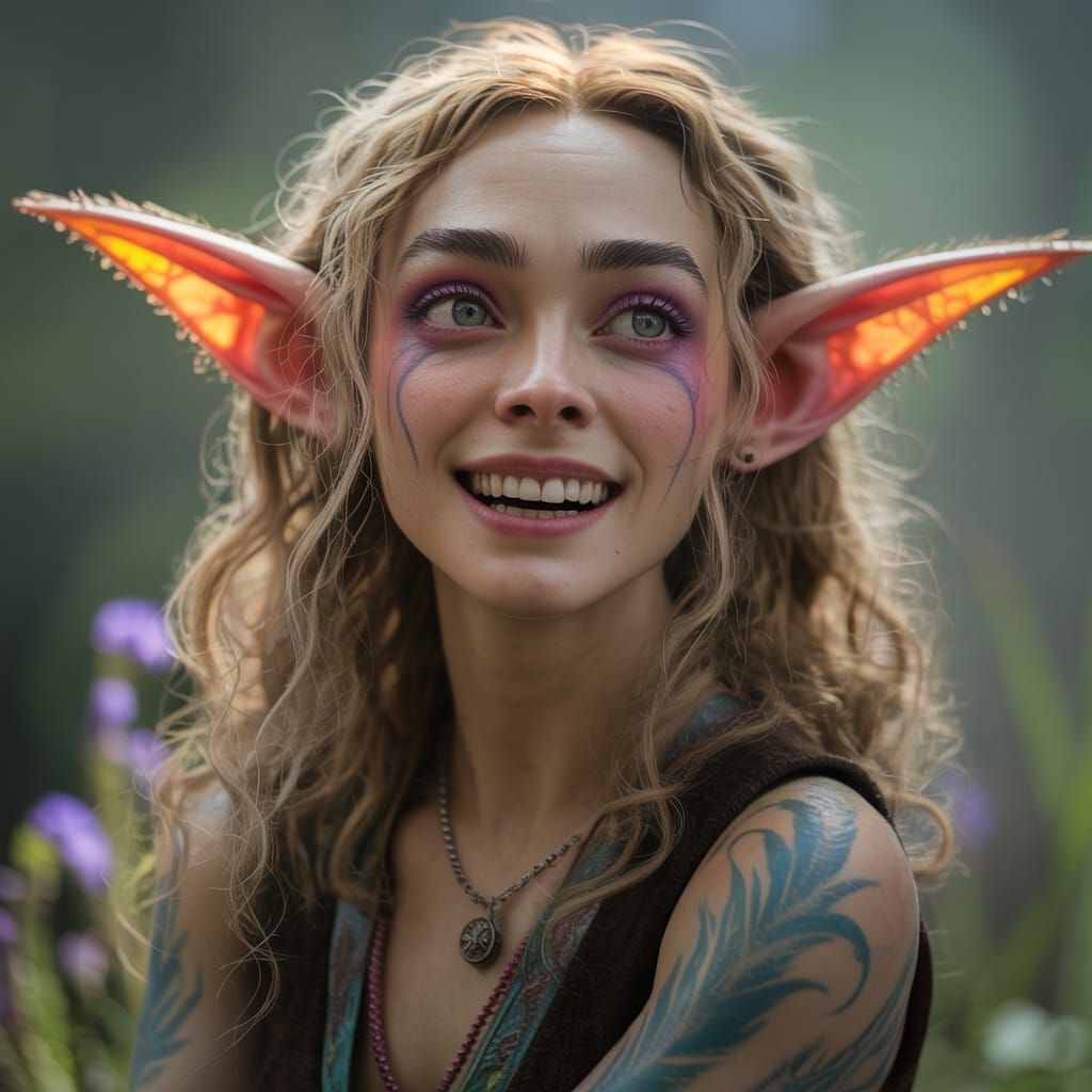 Drow Elf with Steampunk Engine in Ethereal Mist