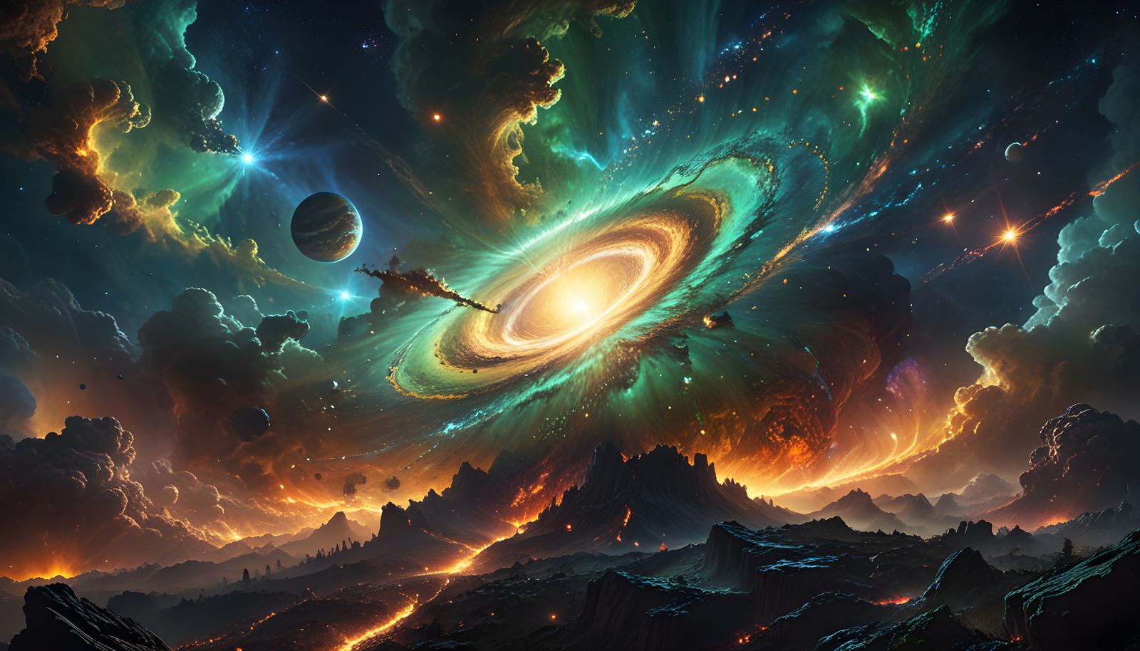 Epic Cosmic Vortex in Vibrant Nebula